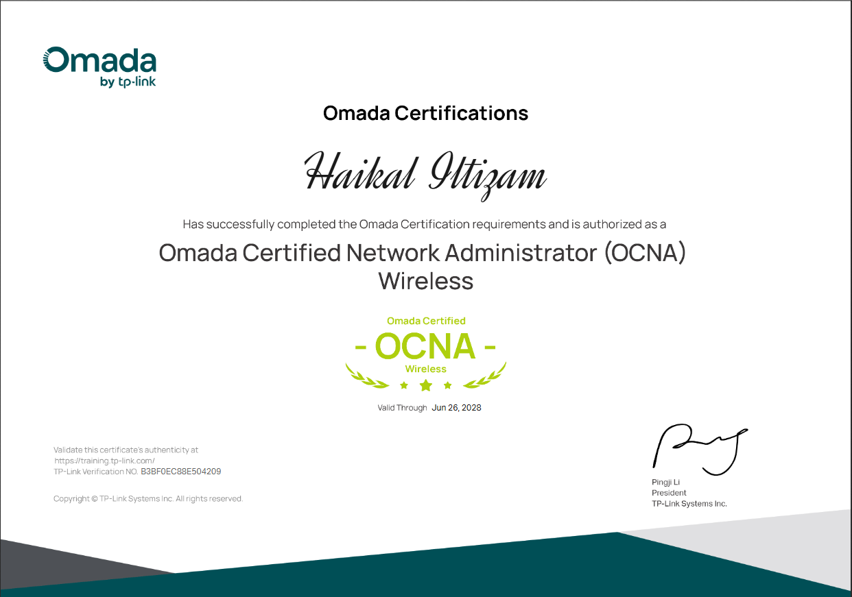 Certificate OCNA Wireless