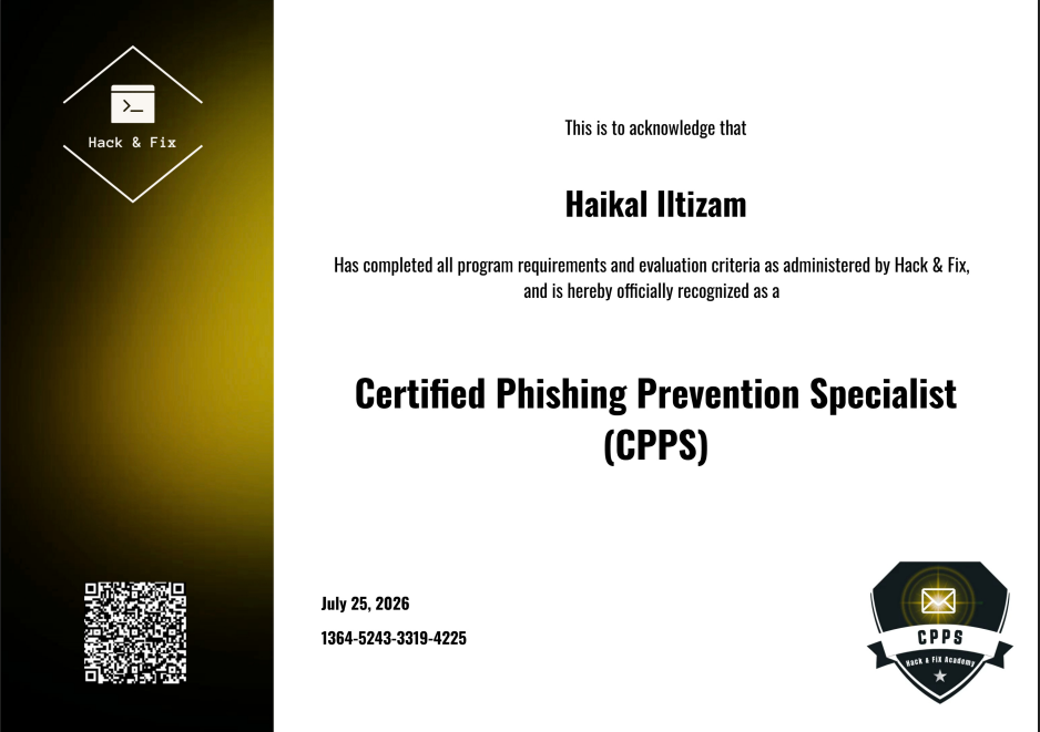 Certification Exam – Certified Phishing Prevention Specialist