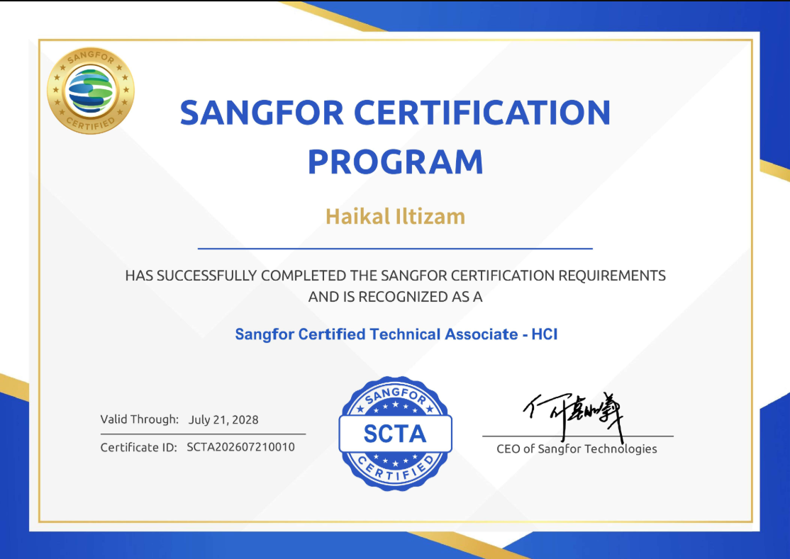 Sangfor Certified Technical Associate - HCI